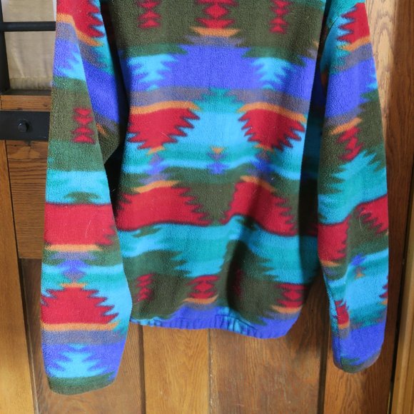 Vintage Aztec Pattern Fleece Sweater Pullover Medium - Picture 2 of 6
